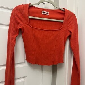 Urban Outfitters Red Ribbed Crop Top